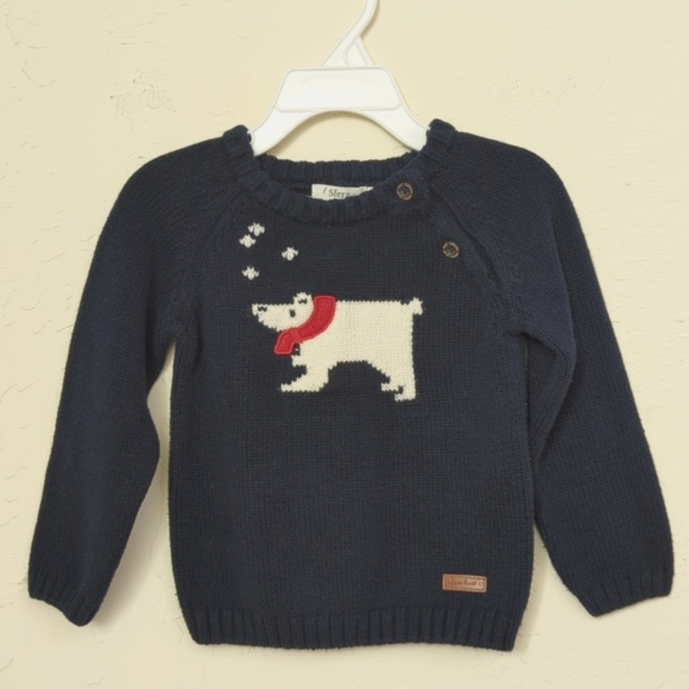 Sfera Toddler Boy's Navy Knitted Winter Dog  Sweater Size 18-24 months